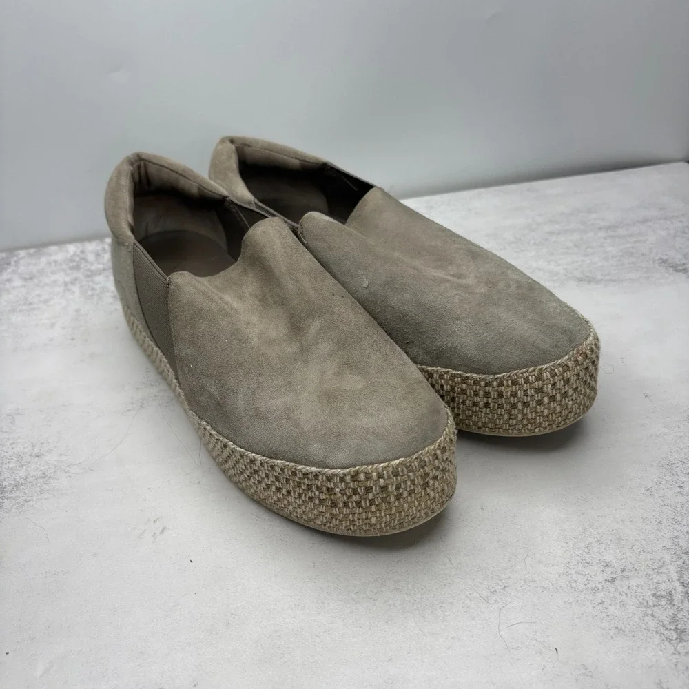 Vince Wilden Platform Espadrille Sneakers 7M Beige Suede Casual Minimalist